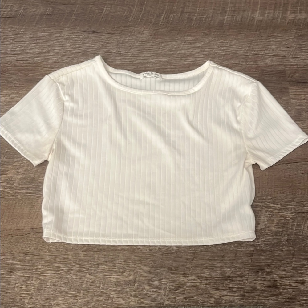 White Ribbed Women's Top